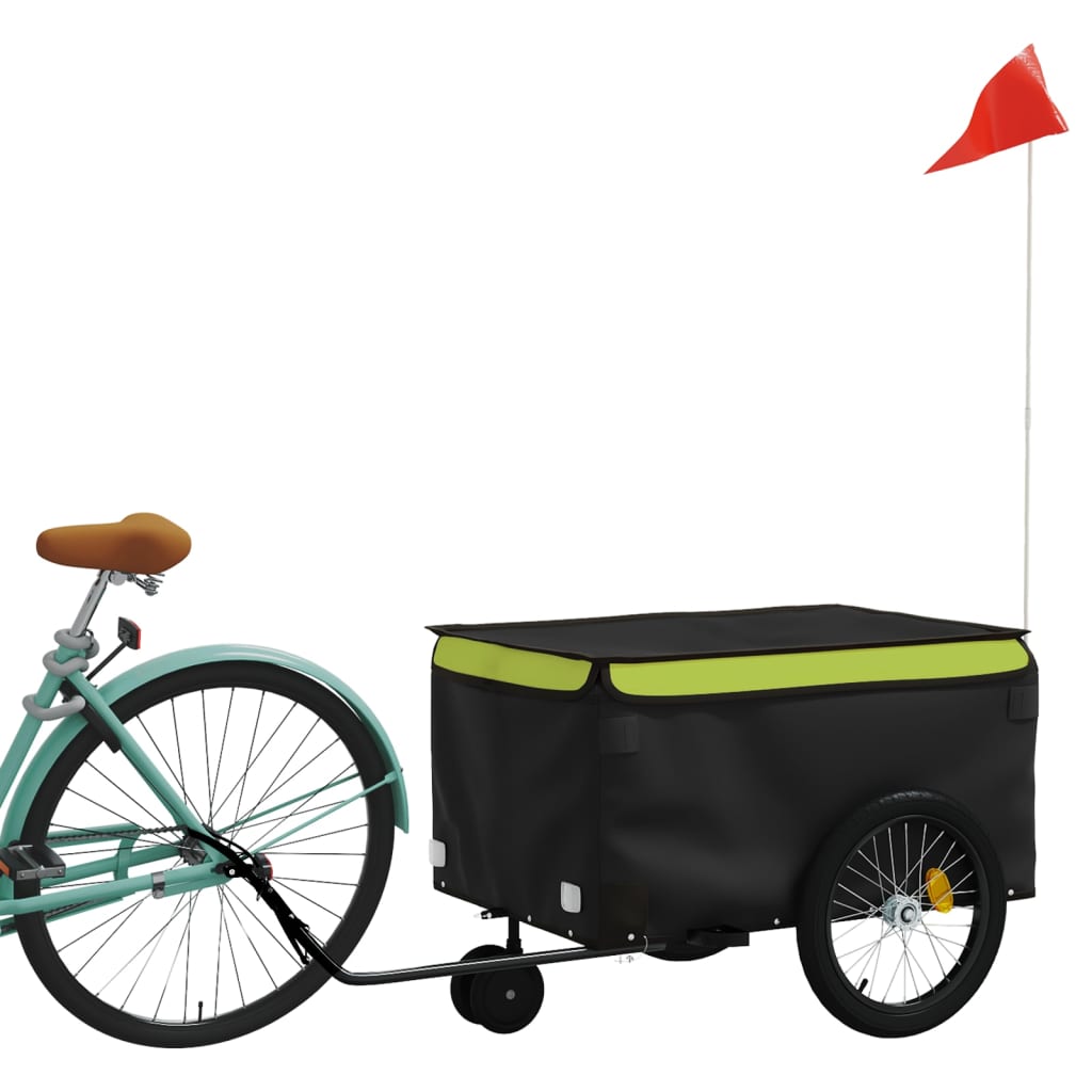 Vidaxl Bicycle Trailer 30 kg di ferro nero e verde