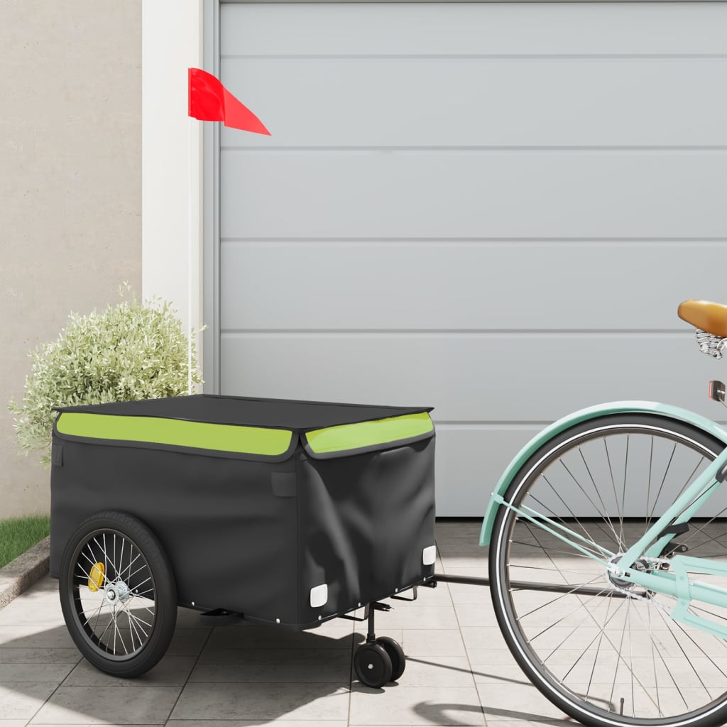 Vidaxl Bicycle Trailer 30 kg di ferro nero e verde