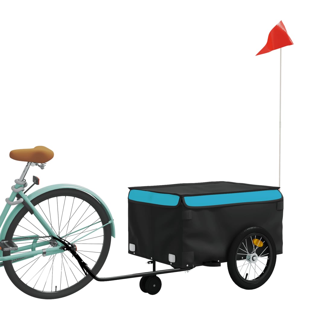 Vidaxl Bicycle Trailer 45 kg de fer noir et bleu