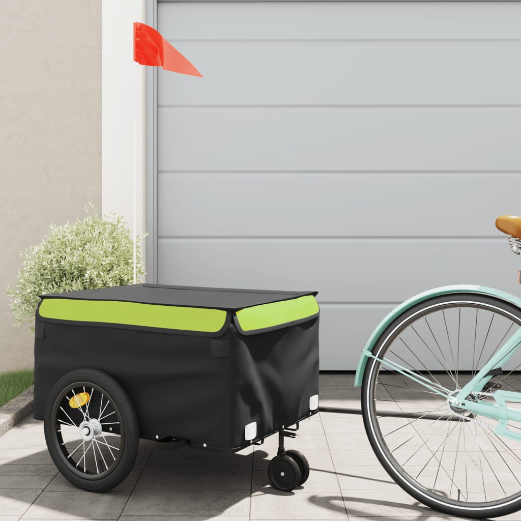 TRAILER VIDAXL BICYCLE 45 kg di ferro nero e verde