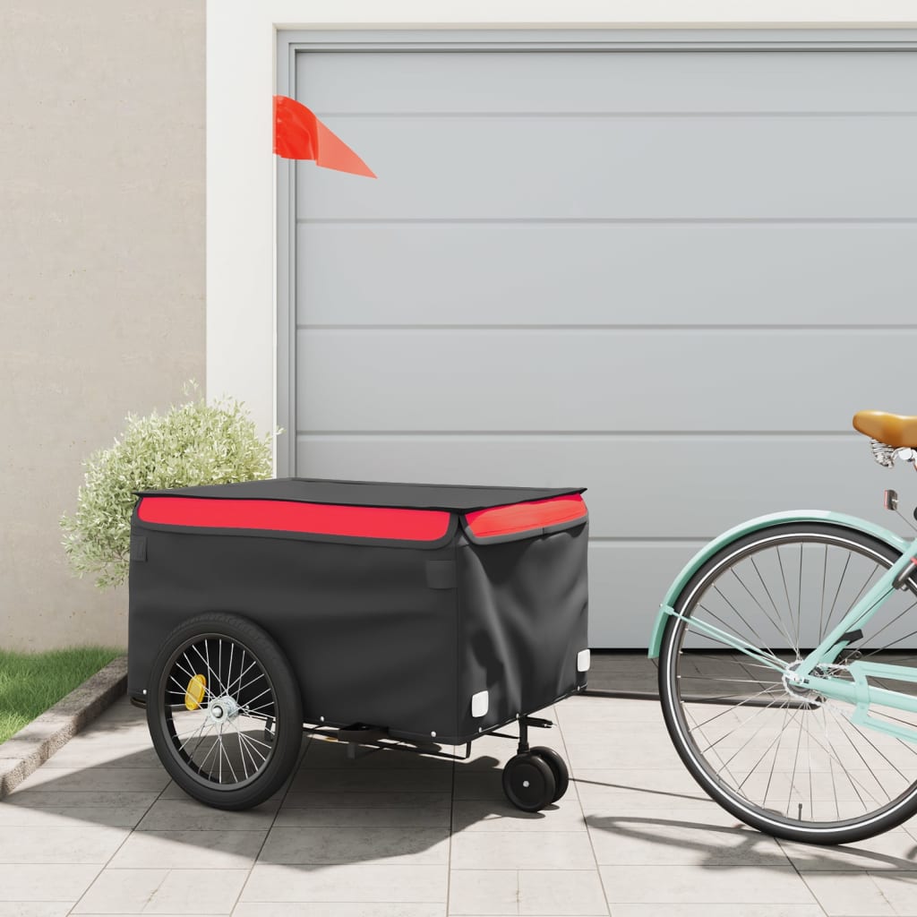 Vidaxxl Fahrradanhänger 45 kg Eisen schwarz und rot