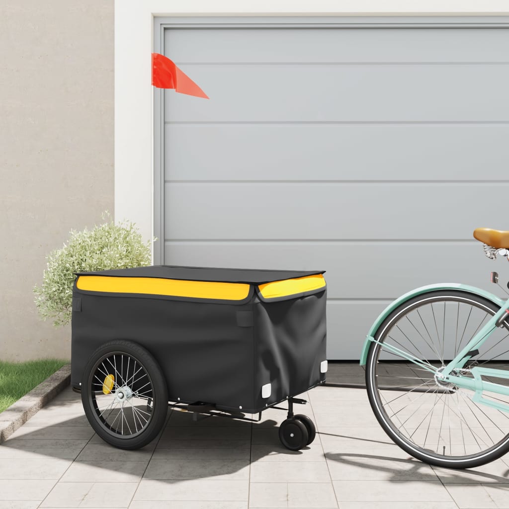 Vidaxl bicycle trailer 45 kg iron black and yellow