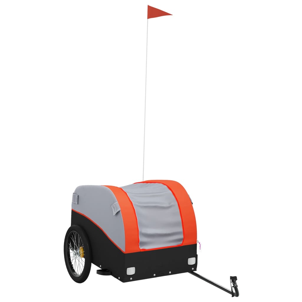 Vidaxl bicycle trailer 45 kg iron black and orange