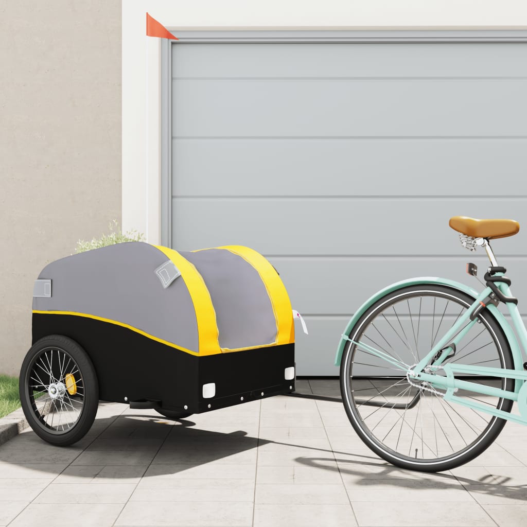 Vidaxl Bicycle Trailer 45 kg de fer noir et jaune