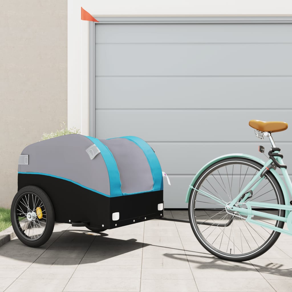 Vidaxl Bicycle Trailer 45 kg de fer noir et bleu