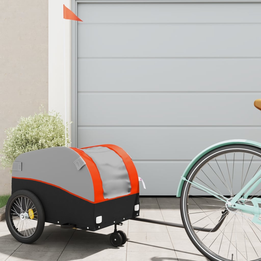 VidaXL Fahrradanhänger 30 kg Eisen schwarz und orange