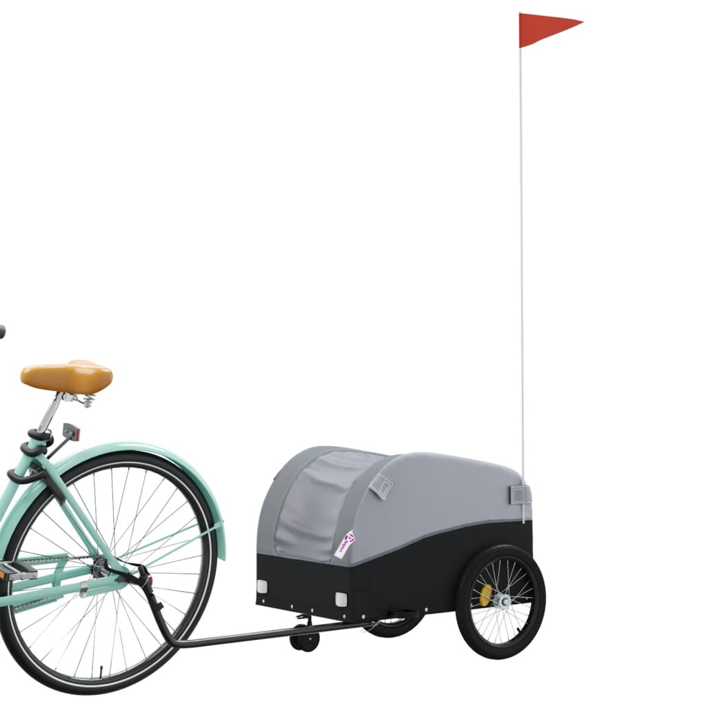 Vidaxxl Fahrradanhänger 30 kg Eisen schwarz und grau