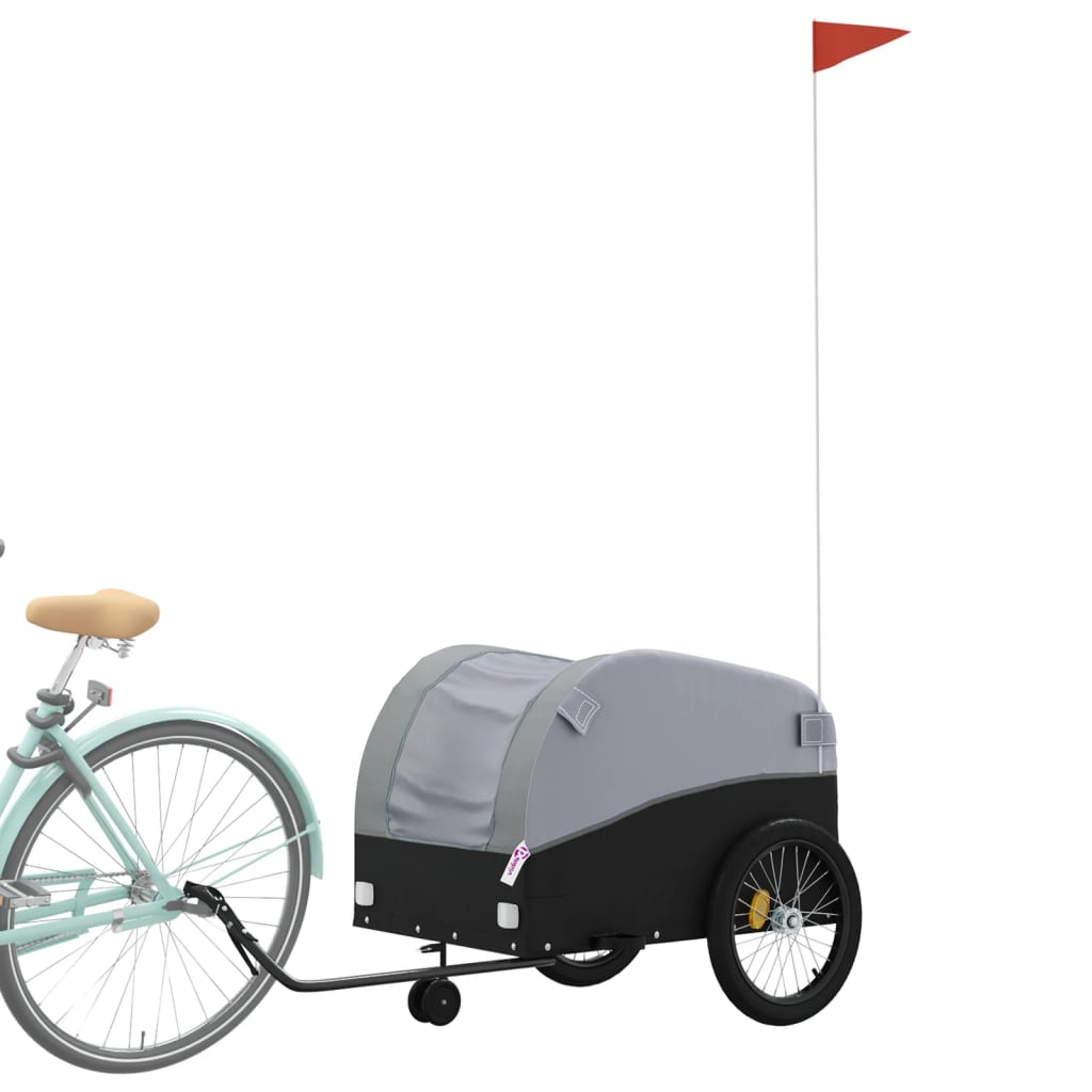 Vidaxl fietstrailer 45 kg ijzer zwart en grijs