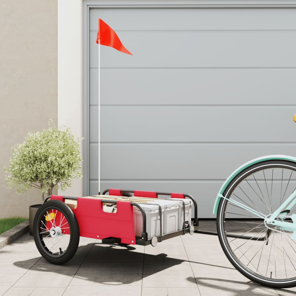 Vidaxl bicycle trailer Oxford fabric and iron red