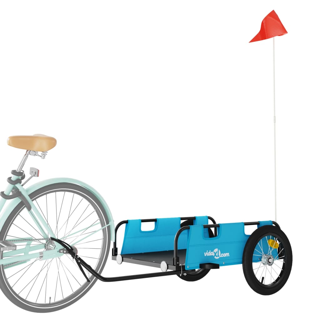 Vidaxl Bicycle Trailer Tessuto Oxford e blu di ferro