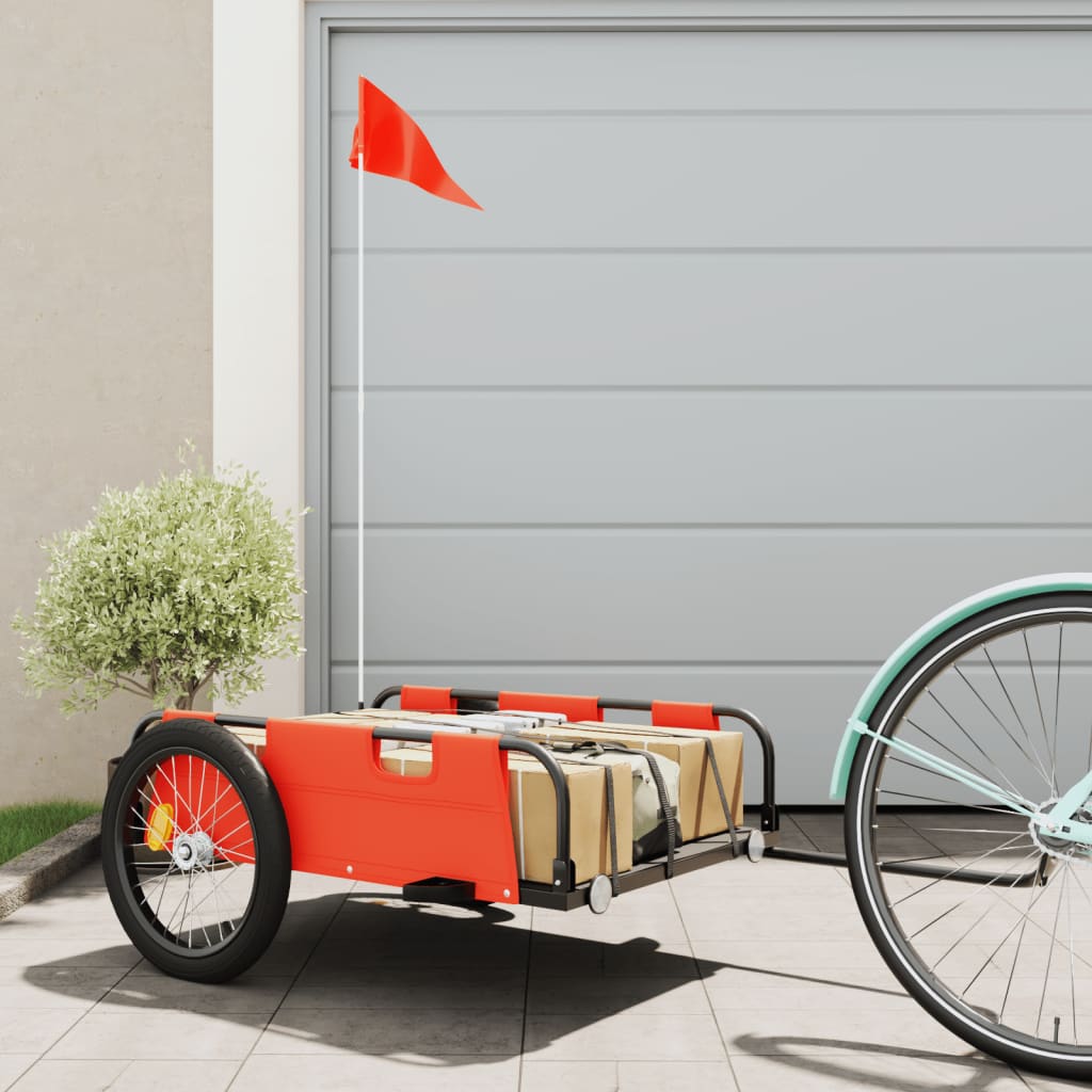 Vidaxl Bicycle Trailer Tessuto Oxford e Orange di ferro