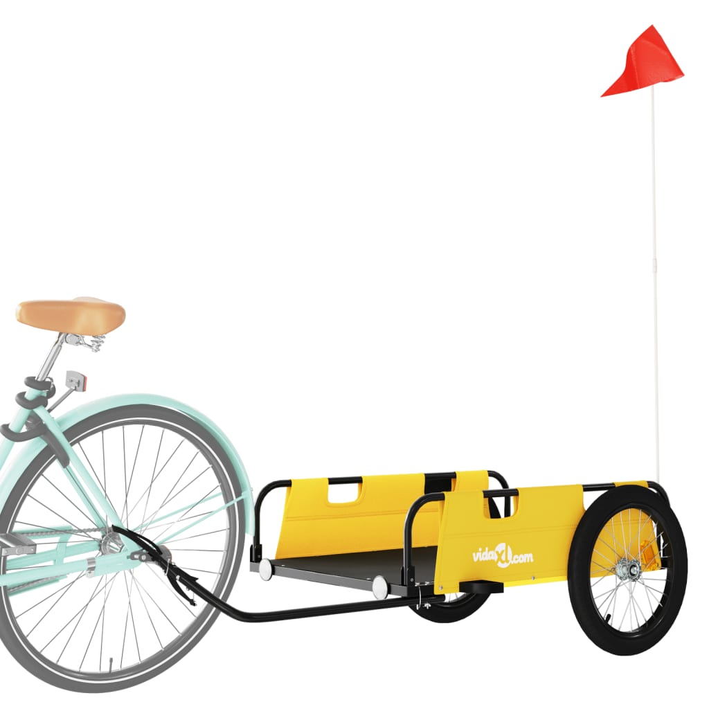 Vidaxl Bicycle Trailer tissu oxford et jaune de fer