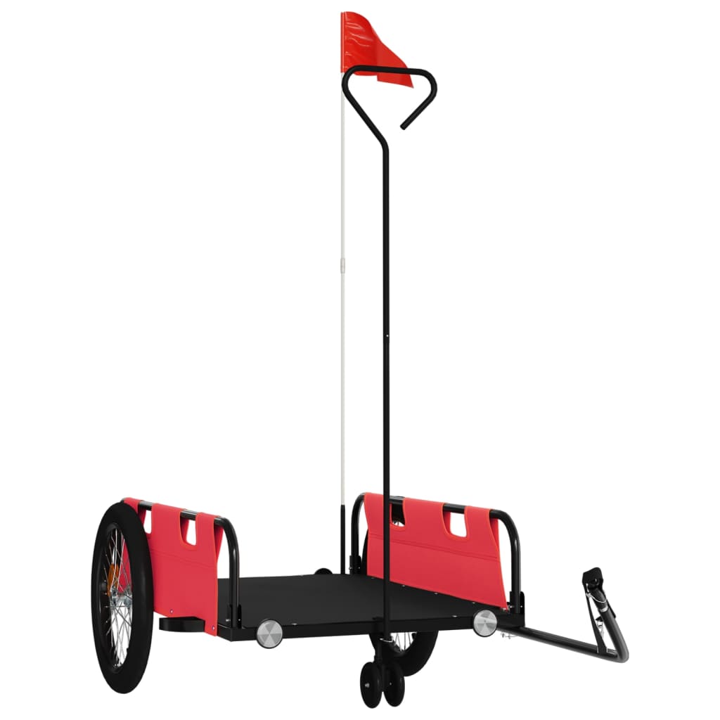 Vidaxl Bicycle Trailer Oxford Fabric and Iron Red and Black