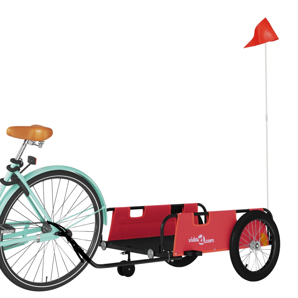 Vidaxl Bicycle Trailer Oxford Fabric and Iron Red and Black