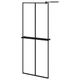 Vidaxl Walk-In duschvägg med hyllan 80x195 cm ESG-GLAS ALUMINIUM Black