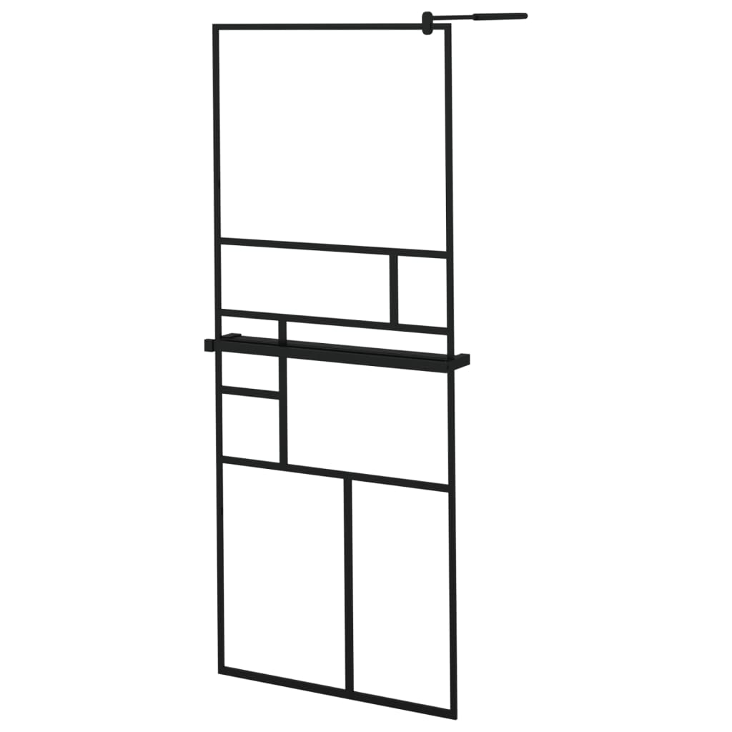 Vidaxl Walk-In Walk Walk With avec étagère 80x195 cm ESG-GLAS Aluminium noir