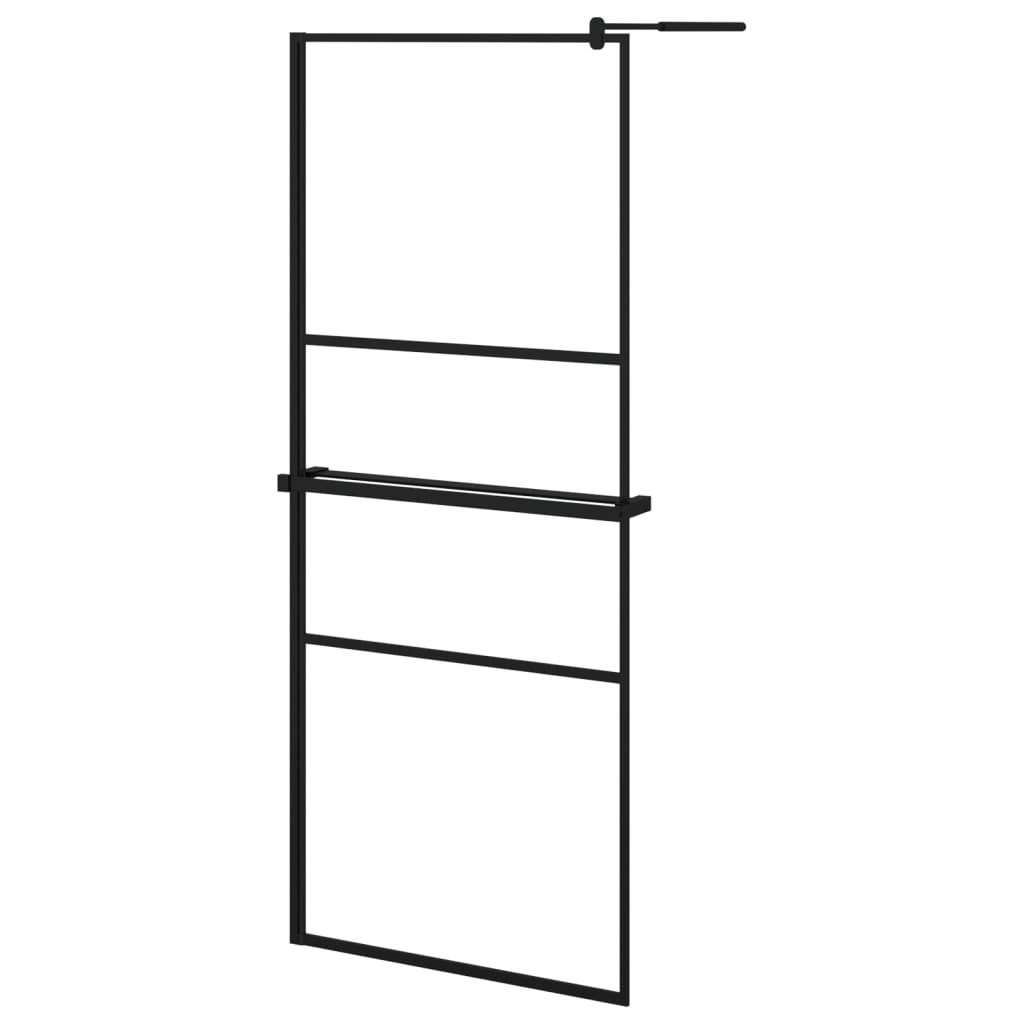 Vidaxl walk-in walk-in wall con scaffale 80x195 cm ESG-Glas Alluminium nero