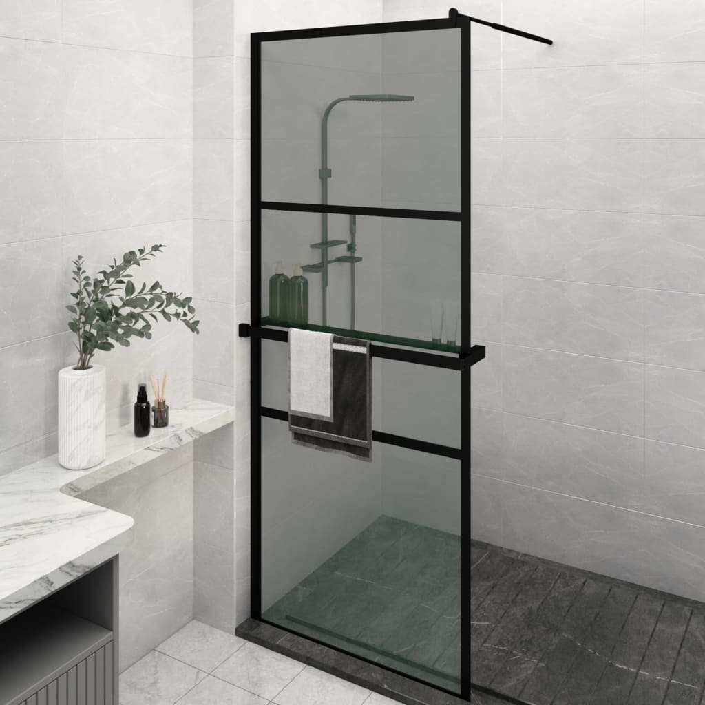 Vidaxl walk-in walk-in wall con scaffale 80x195 cm ESG-Glas Alluminium nero