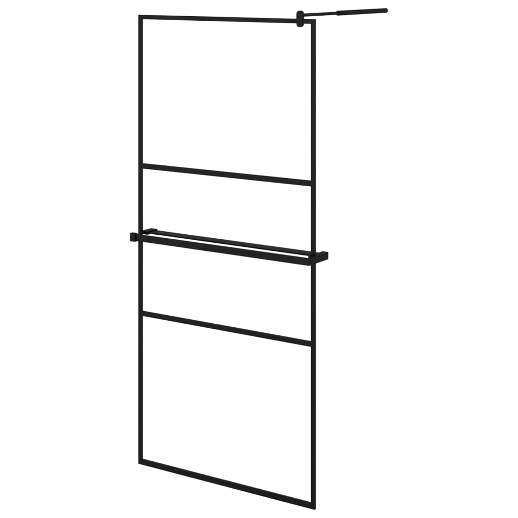 Vidaxl Walk-In Walk Walk With avec étagère 90x195 cm ESG-GLAS Aluminium noir