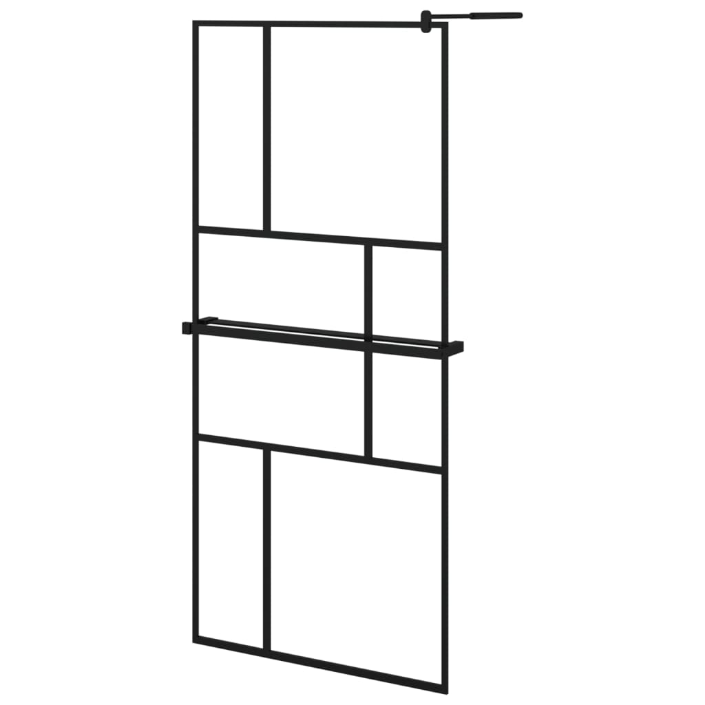 Vidaxl Walk-In Walk Walk With avec étagère 90x195 cm ESG-GLAS Aluminium noir