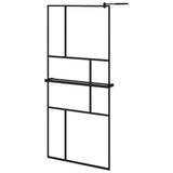 Vidaxl Walk-In Walk Walk With avec étagère 90x195 cm ESG-GLAS Aluminium noir