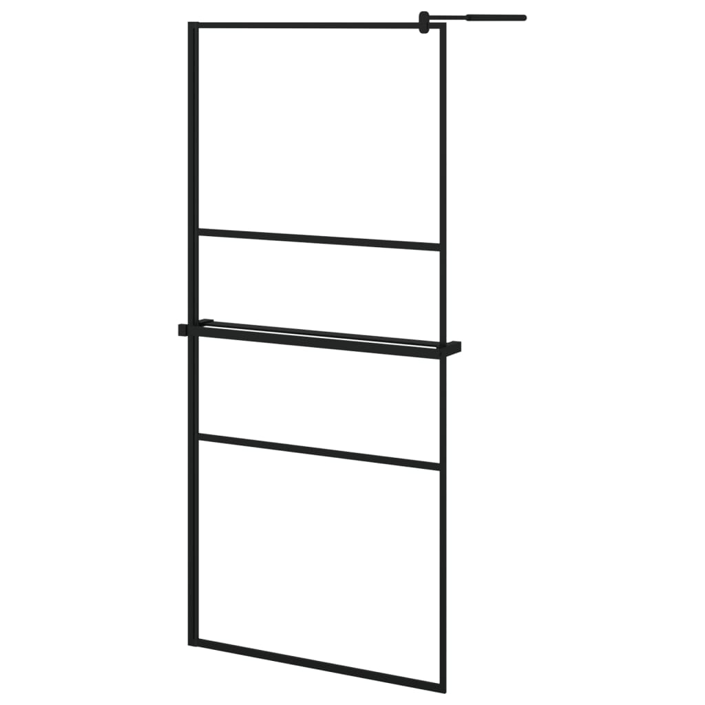 Vidaxl Walk-In Walk Walk With avec étagère 90x195 cm ESG-GLAS Aluminium noir