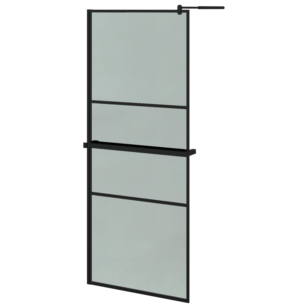 Vidaxl Walk-In Walk Walk With avec étagère 90x195 cm ESG-GLAS Aluminium noir