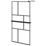 Vidaxl Walk-in duschvägg med hyllan 100x195 cm ESG-GLAS ALUMINIUM Black