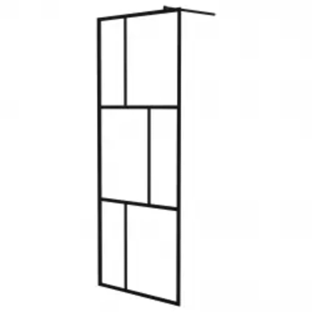 Vidaxl Walk-in duschvägg med hyllan 100x195 cm ESG-GLAS ALUMINIUM Black