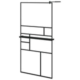 Vidaxl Walk-in duschvägg med hyllan 100x195 cm ESG-GLAS ALUMINIUM Black