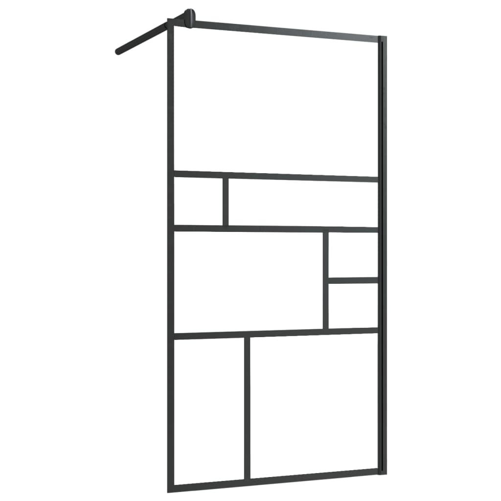 Vidaxl Walk-in duschvägg med hyllan 100x195 cm ESG-GLAS ALUMINIUM Black