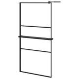 Vidaxl Walk-in duschvägg med hyllan 100x195 cm ESG-GLAS ALUMINIUM Black