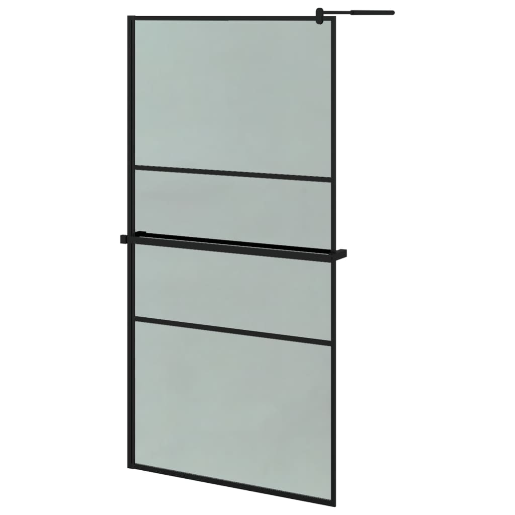 Vidaxl Walk-in duschvägg med hyllan 100x195 cm ESG-GLAS ALUMINIUM Black