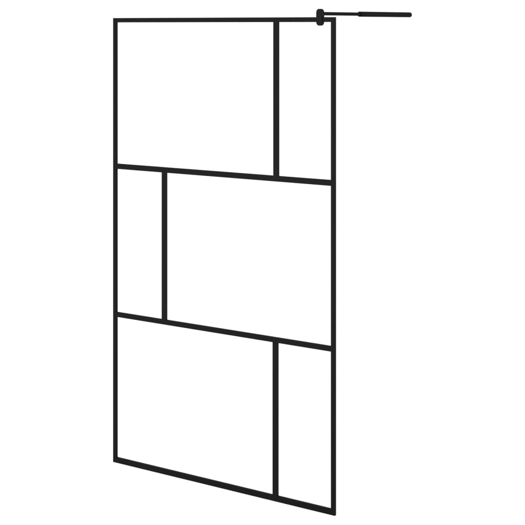 Vidaxl Walk-In duschvägg med hyllan 115x195 cm ESG-GLAS ALUMINIUM SVART