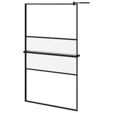 Vidaxl Walk-In duschvägg med hyllan 115x195 cm ESG-GLAS ALUMINIUM SVART