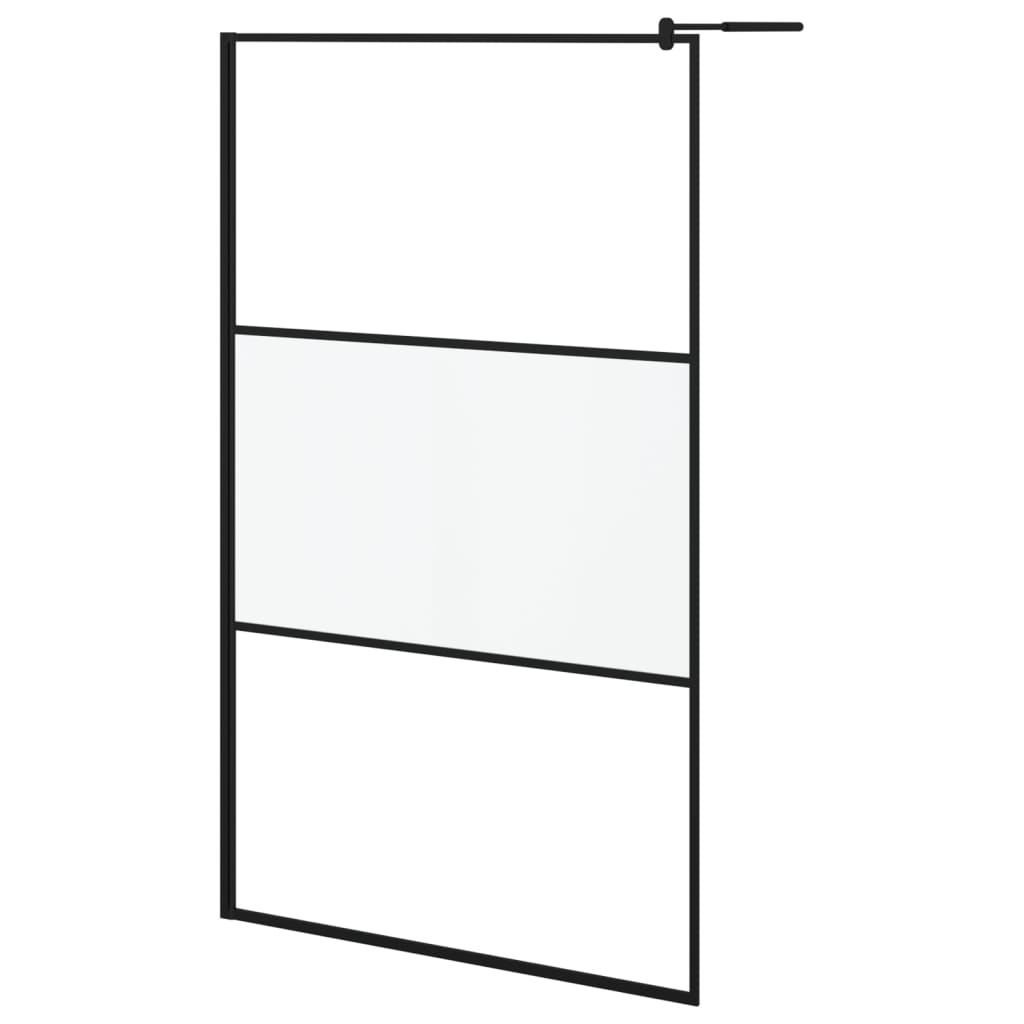 Vidaxl Walk-In duschvägg med hyllan 115x195 cm ESG-GLAS ALUMINIUM SVART