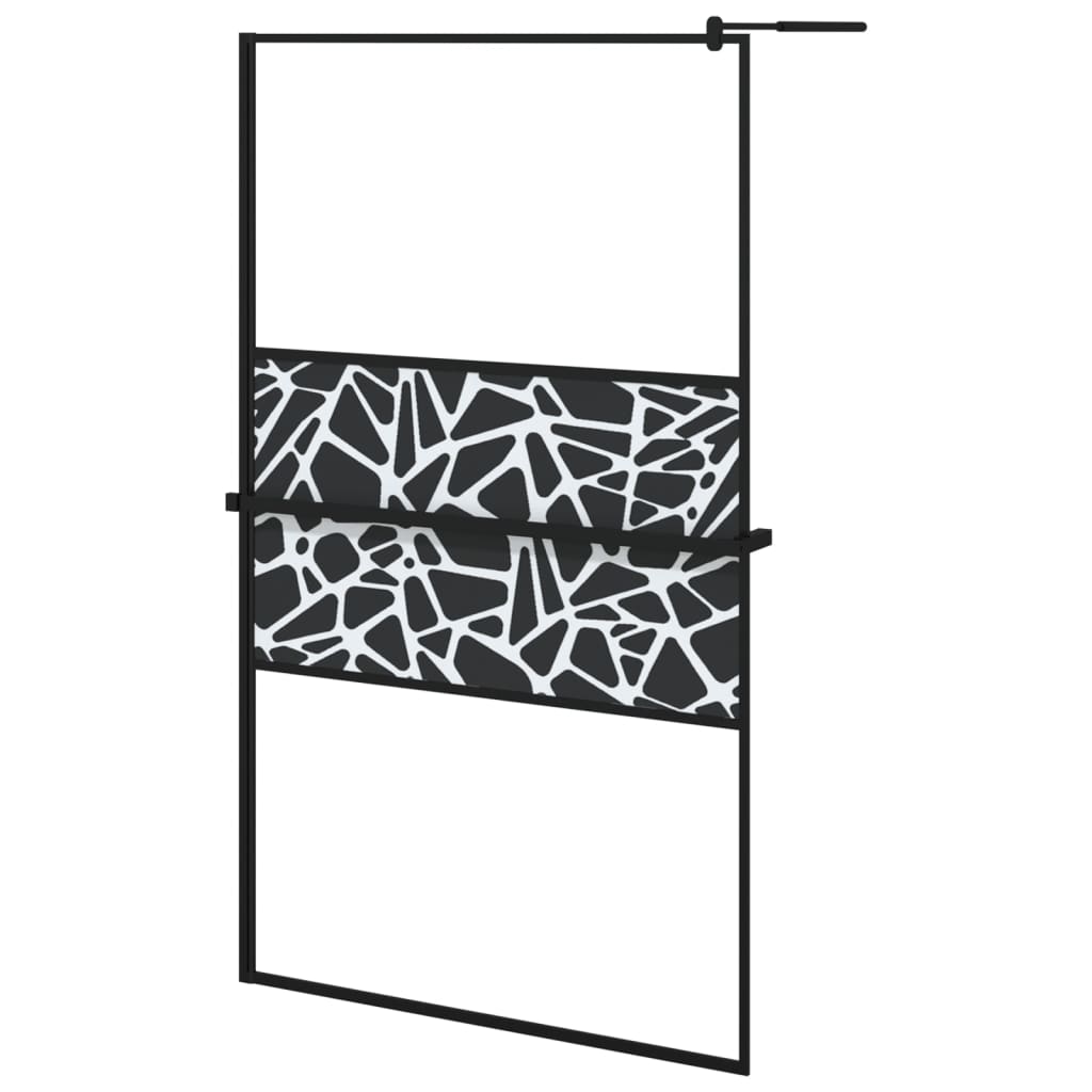 Vidaxl Walk-In duschvägg med hyllan 115x195 cm ESG-GLAS ALUMINIUM SVART