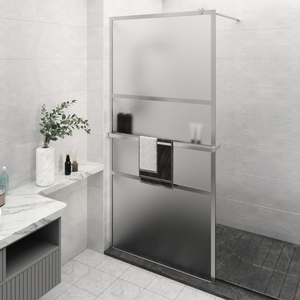 Vidaxl walk-in duschvägg med hylla 115x195 cm ESG-GLAS aluminiumkrom