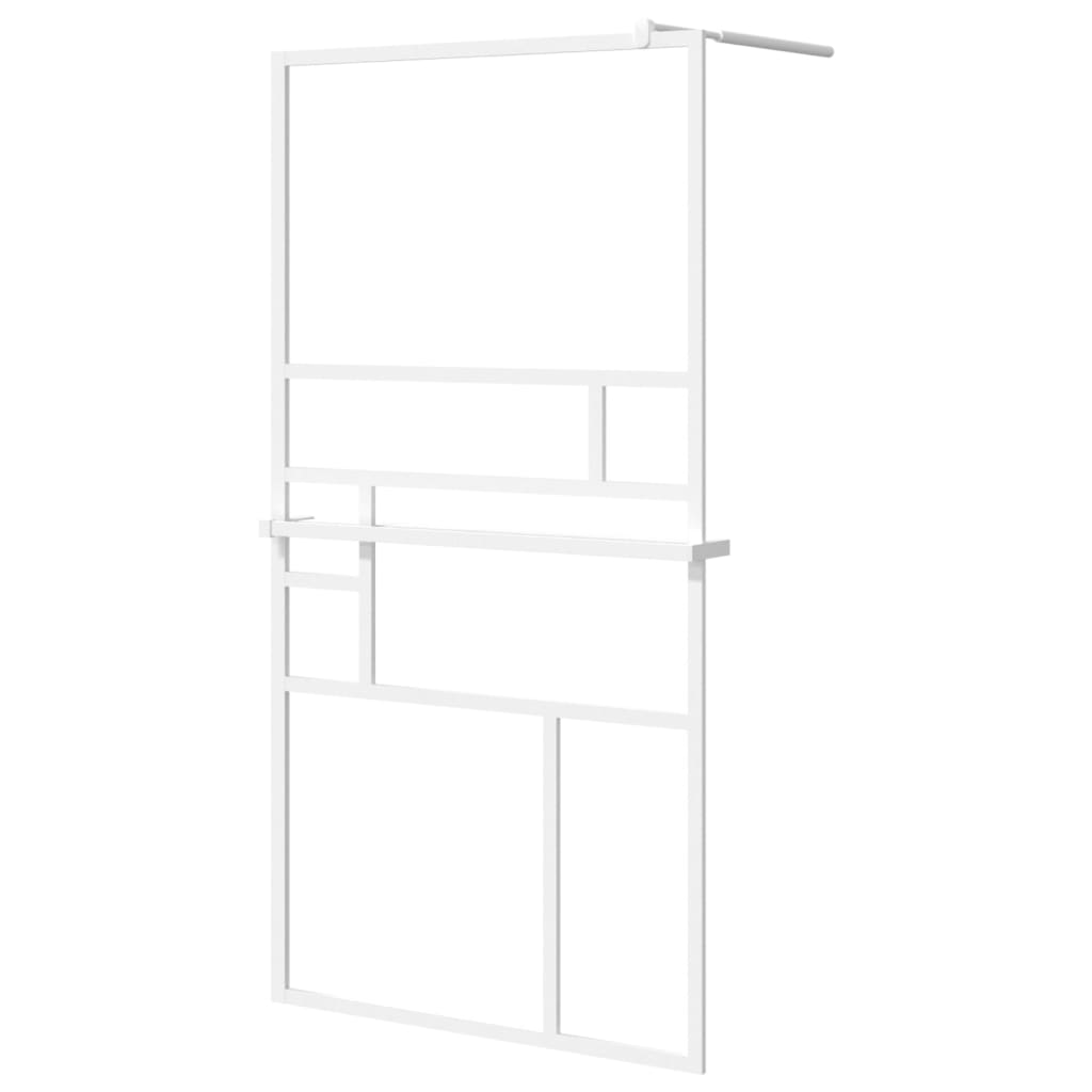 Vidaxl Walk-In duschvägg med hyllan 115x195 cm ESG-GLAS ALUMINIUM VIT