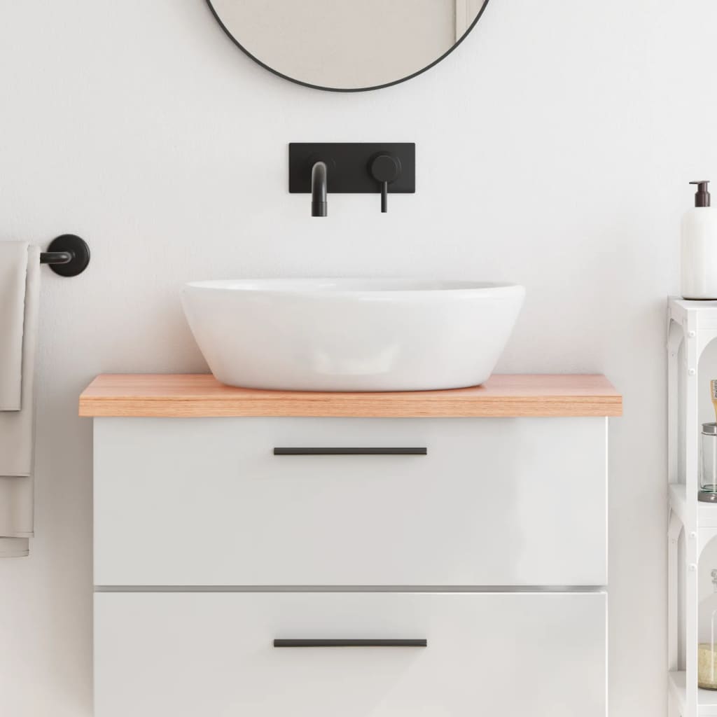 Vidaxl Washbasin Tabella 80x40x (2-4) cm Trattato in legno massiccio marrone chiaro