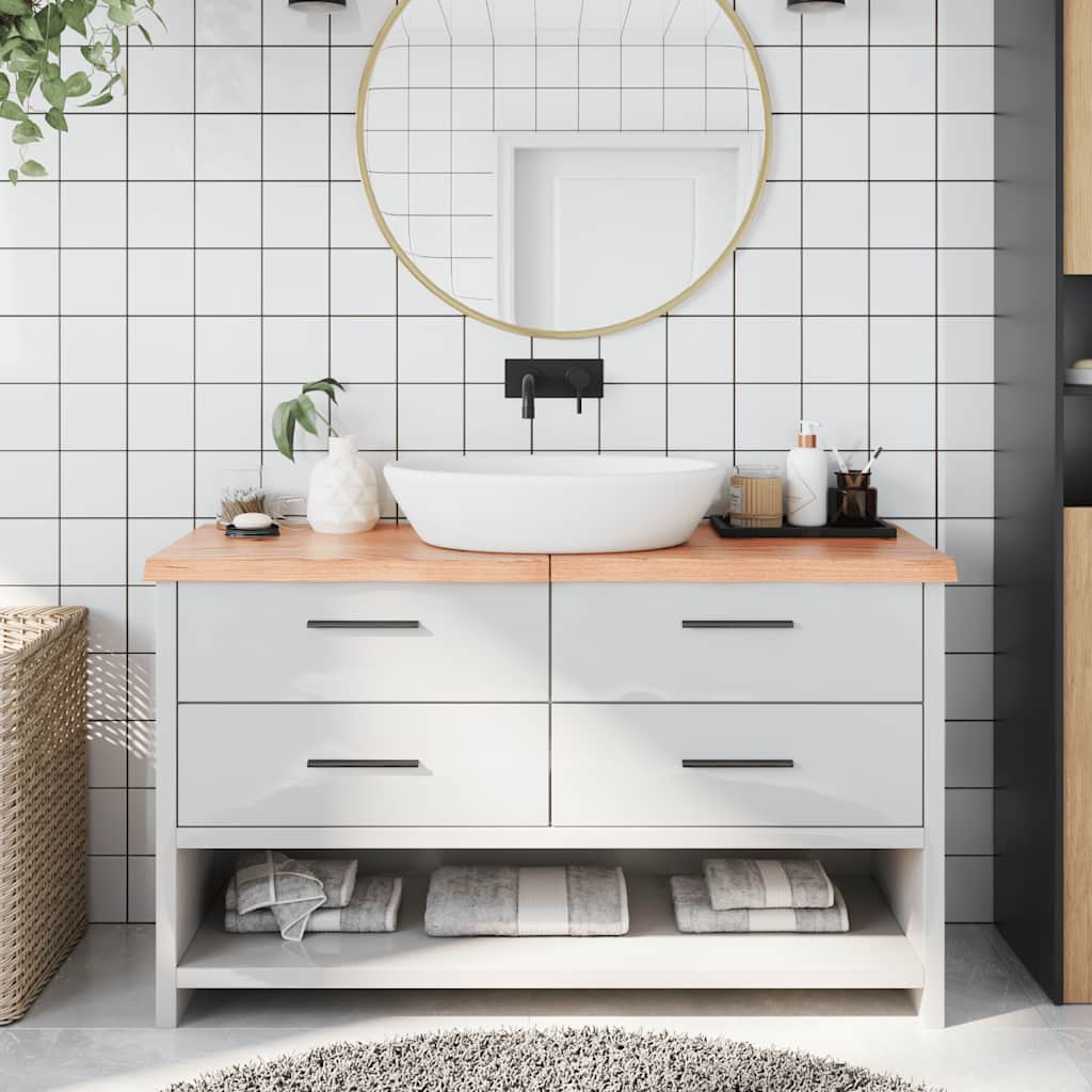 Vidaxx Waschtischplatte 140x50x (2-4) cm behandeltes Massivholz hellbraun