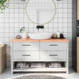Vidaxx Waschtischplatte 140x60x (2-6) cm, behandeltes Massivholz hellbraun
