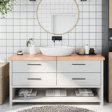 Vidaxx Waschtischplatte 160x40x (2-6) cm, behandeltes Massivholz hellbraun