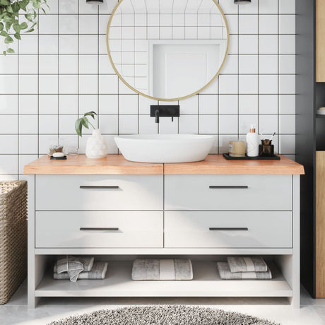 Vidaxx Waschtischplatte 160x50x (2-6) cm, behandeltes Massivholz hellbraun