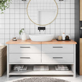Vidaxx Waschtischplatte 160x60x (2-4) cm, behandeltes Massivholz hellbraun