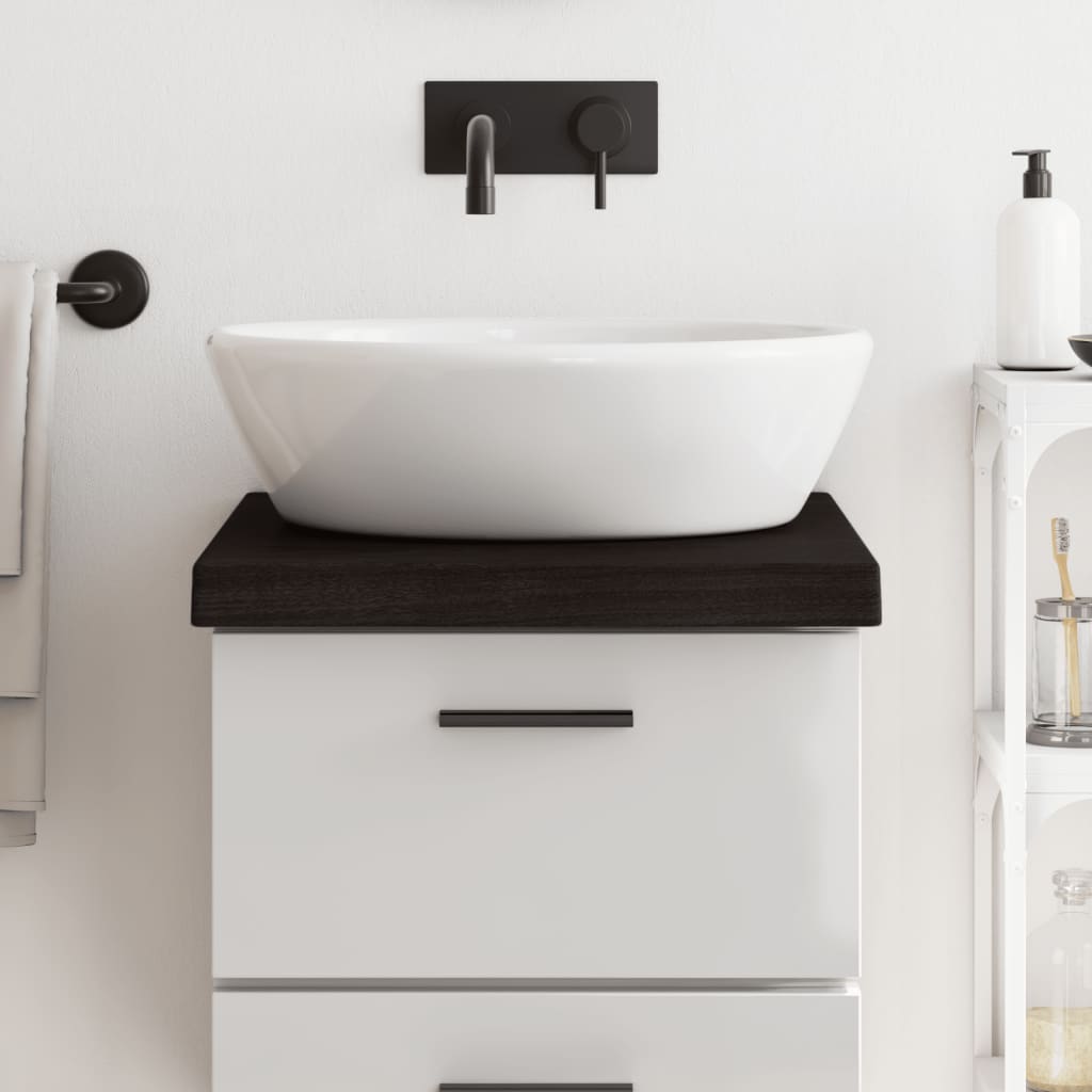 Vidaxx Waschtischplatte 40x60x (2-6) cm behandeltes Massivholz dunkelbraun