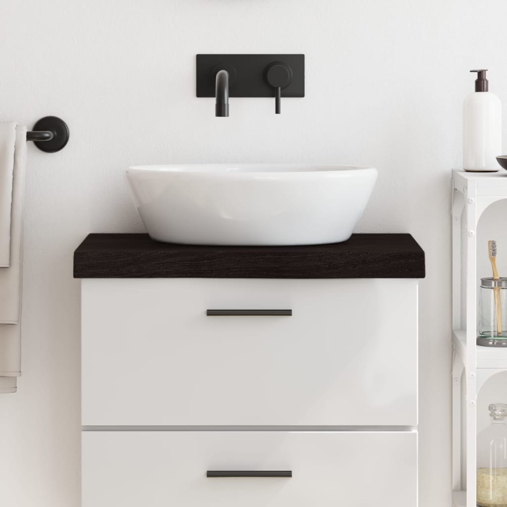 Vidaxx Waschtischplatte 60x30x (2-6) cm behandeltes Massivholz dunkelbraun
