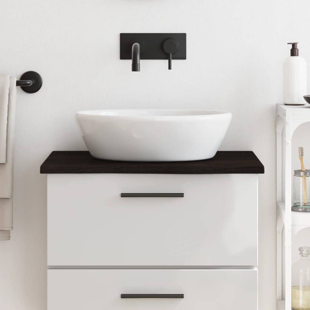 Vidaxl Washbasin Sheet 60x50x2 cm Trattato in legno massiccio marrone scuro