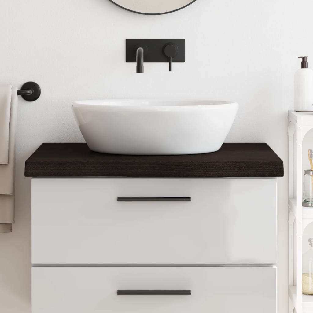 Vidaxl Washbasin Tabella 80x60x (2-6) cm Trattato in legno massiccio marrone scuro