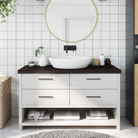 Vidaxx Waschtischplatte 100x40x (2-6) cm behandeltes Massivholz dunkelbraun